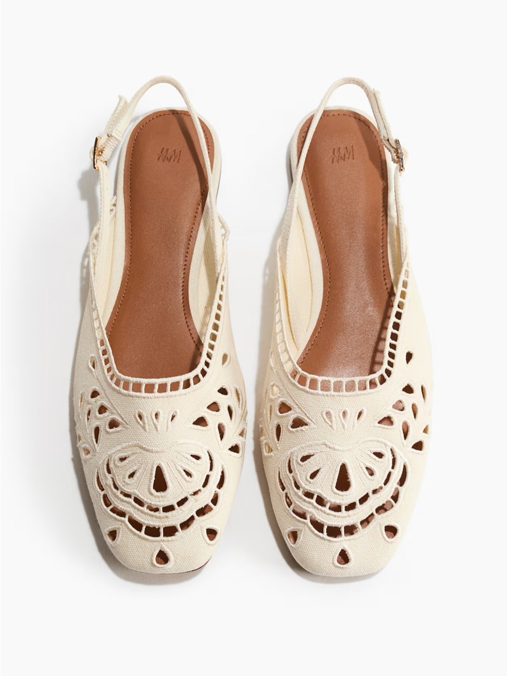 H&M Ivory Cutout Slingback Flats